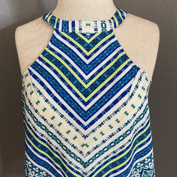 JW Style Blouse Size Small Sleeveless Lightweight White Blue Lace Summer Top - Picture 2 of 8